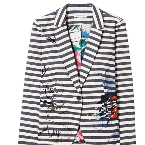 Desigual Jackets & Blazers - Striped Women's Blazer with Artistic Accents